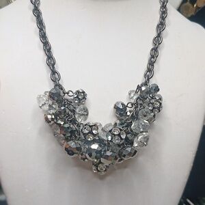Gunmetal black crystal chacha necklace